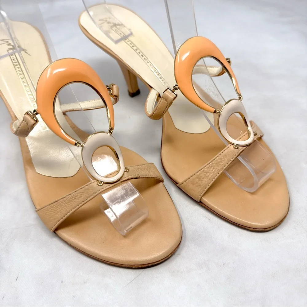 Giuseppe Zanotti Vicini Vintage Y2K Half Moon Open Toe Slide Mule Sandal Heels